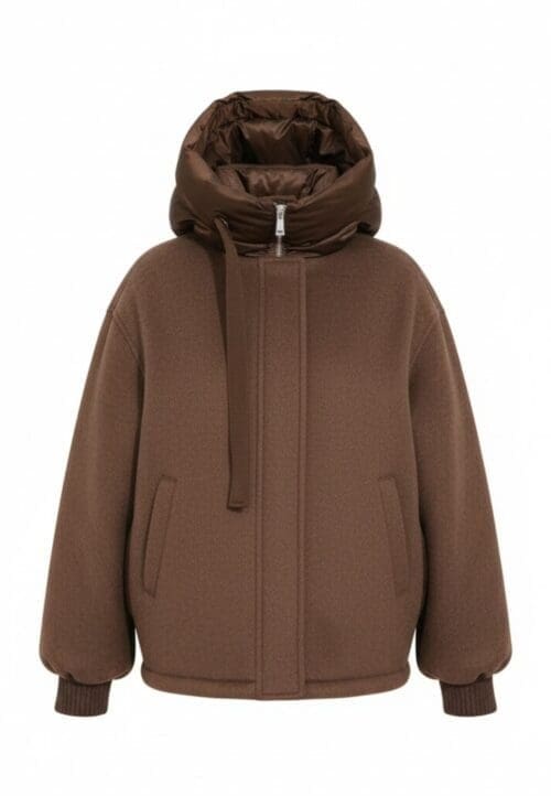 Brown asymmetrical short coat-jacket
