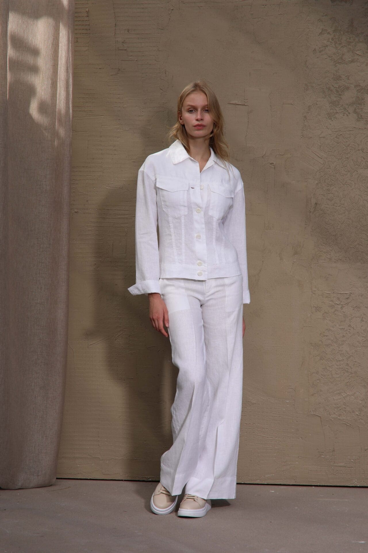 100% Lininis baltas švarkas švarkelis - Vaizdas 4