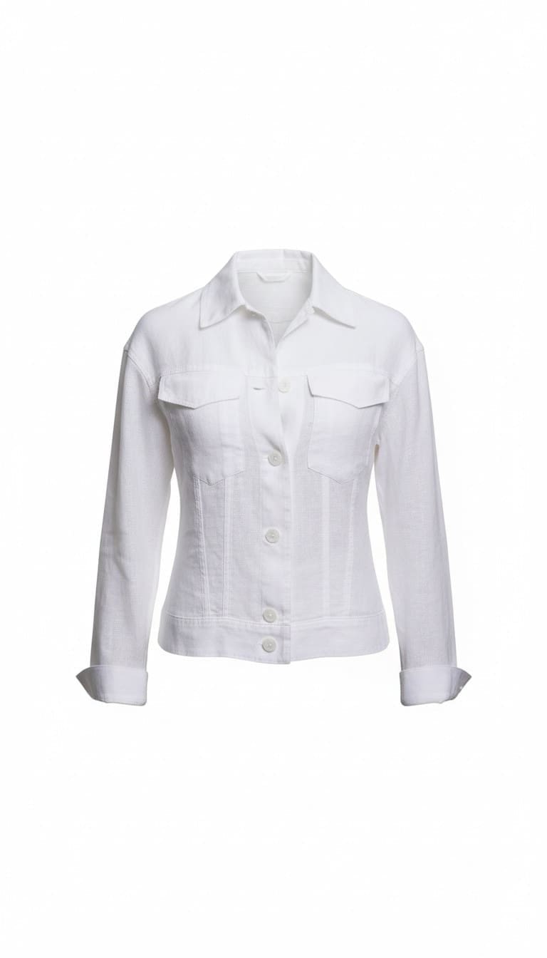 100% Lininis baltas švarkas švarkelis - Vaizdas 6