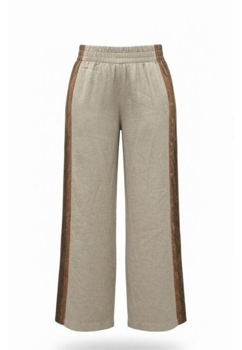 tiesios linines kelnes ant gumos