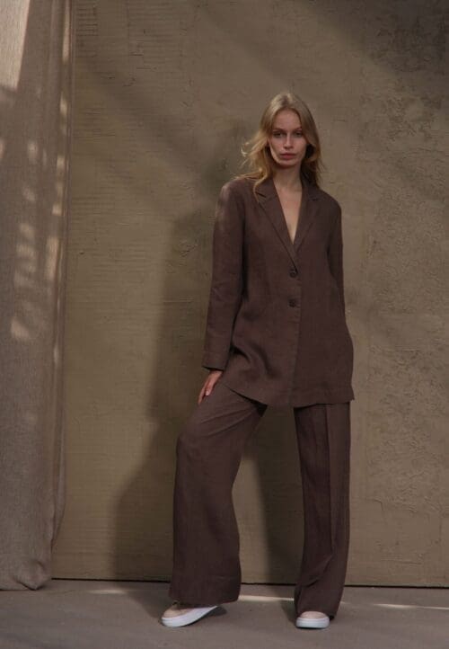 100% Linen Blazer with Side Slits