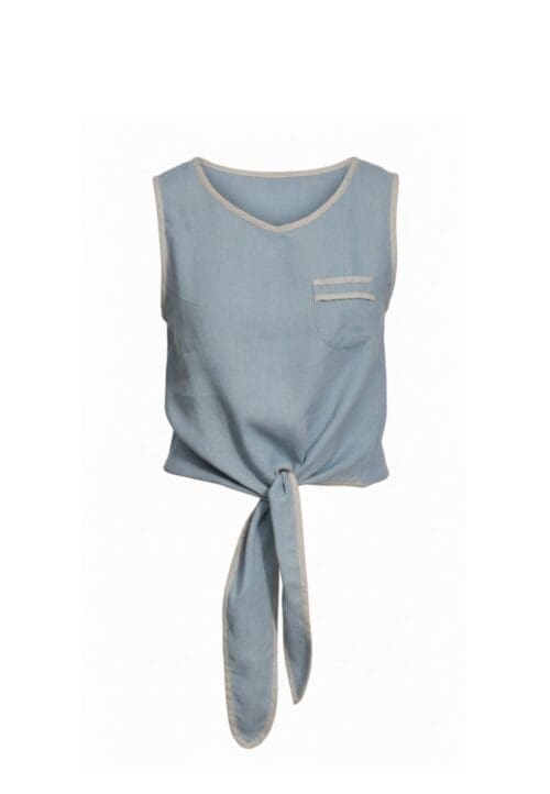 Melsva lininė palaidinė su užrišamu mazgu