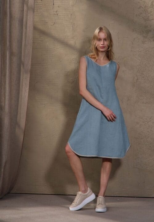 trumpa 100% lino suknelė vasarai